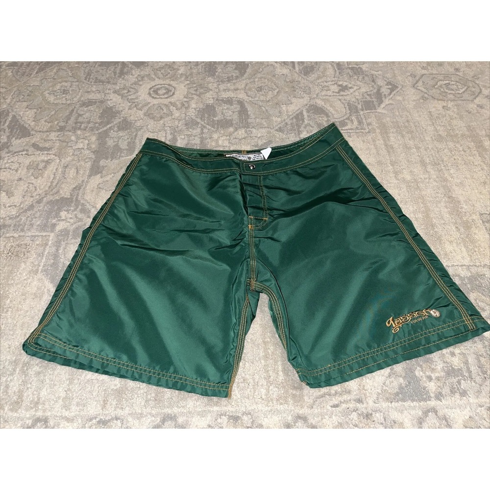 LASSEN HAWAII Green Board Shorts Mens Size‎ 34 Rear Pocked